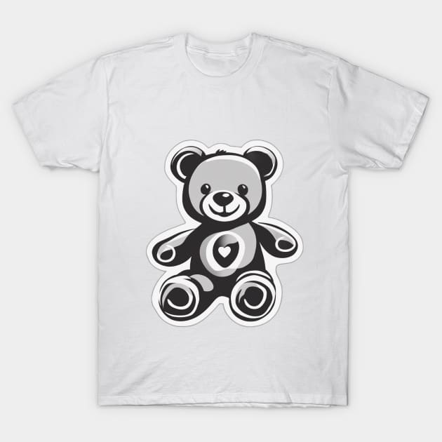 Charming Monochrome Teddy Bear with Heart No. 623 T-Shirt by cornelliusy